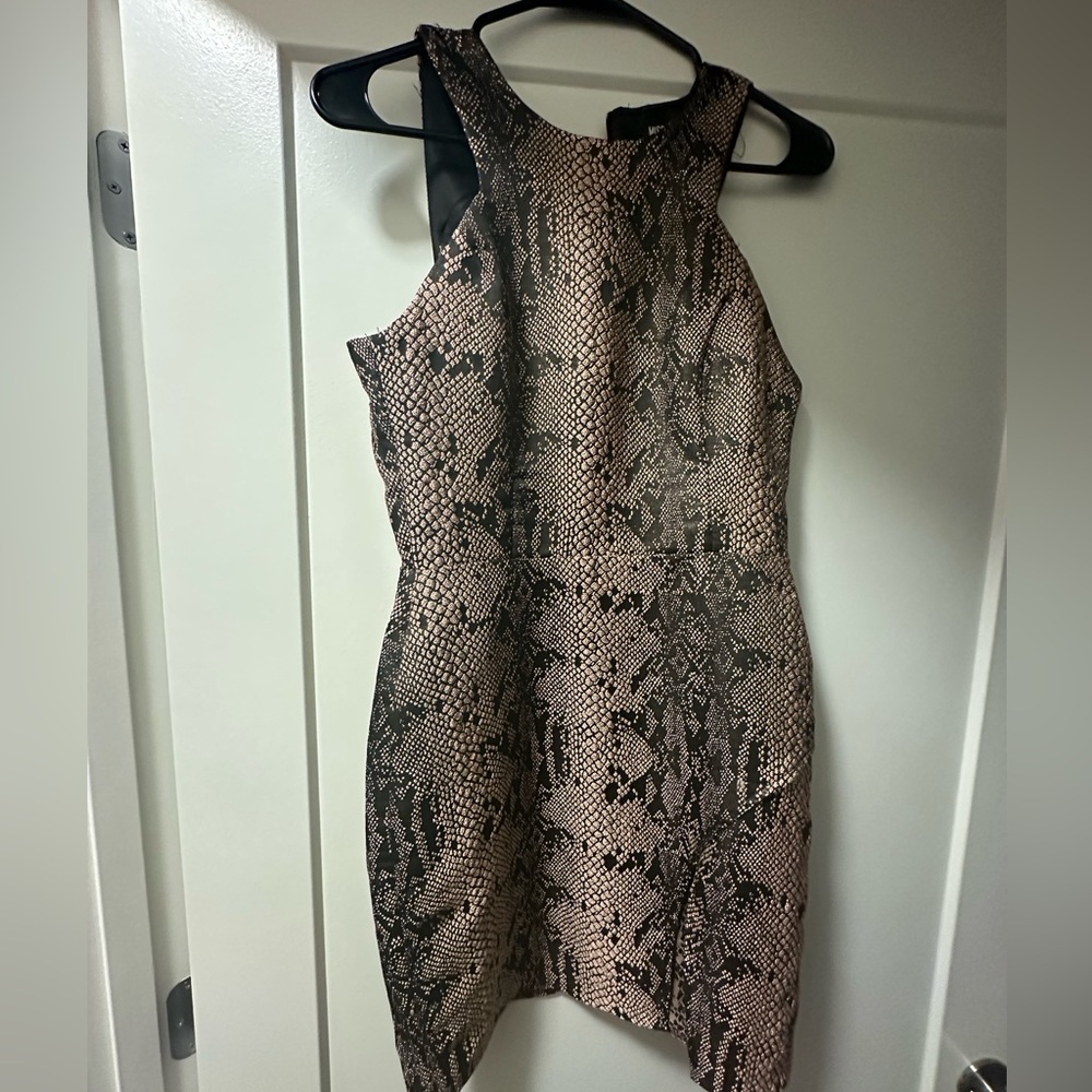 missguided pink snakeskin dress with a slit